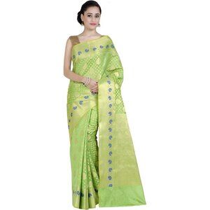 Chandrakala Banarasi Saree for Women with Unstitched Blouse Piece - Green